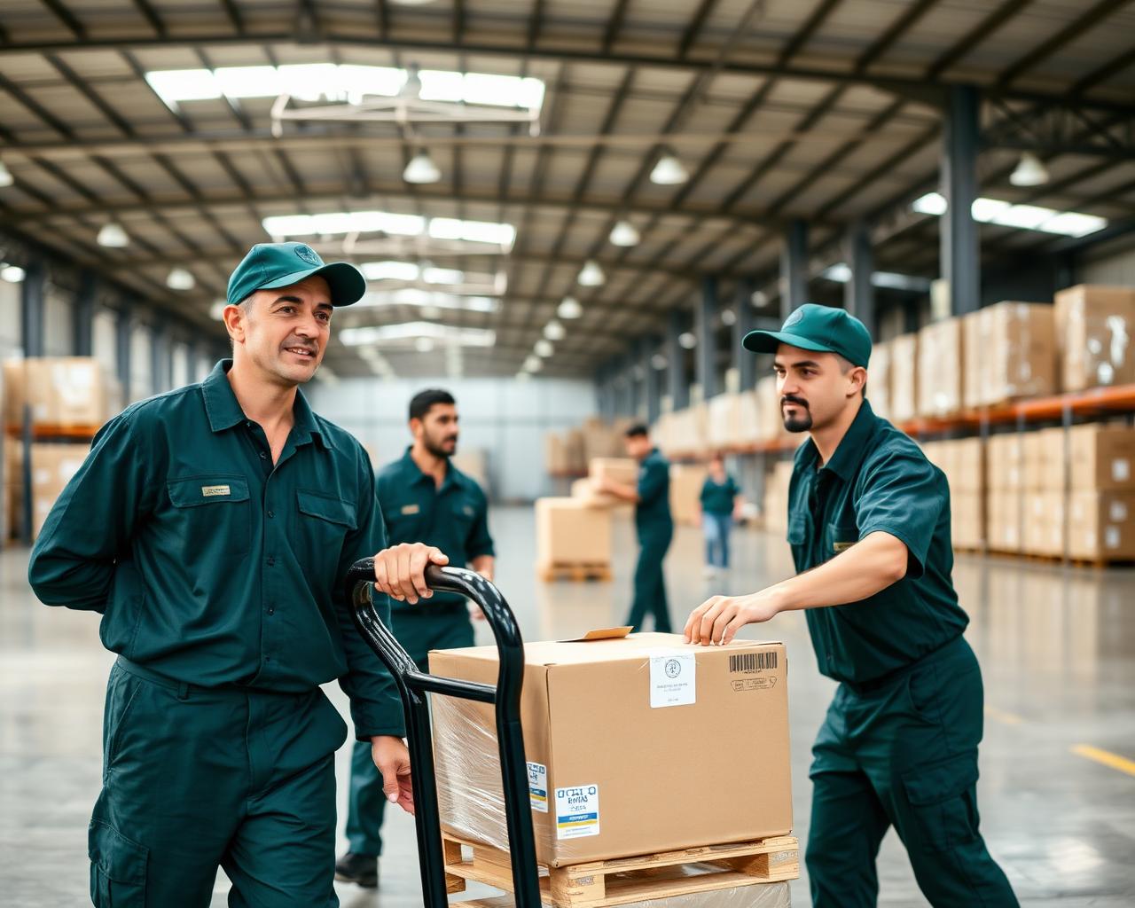 Profissional da R&E Serviços atuando em movimentação de carga