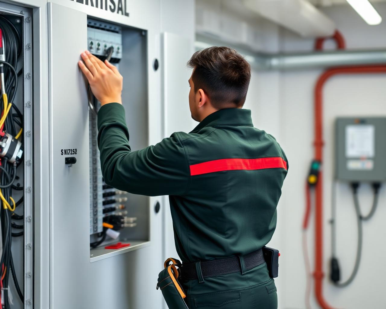 Profissional da R&E Serviços atuando em manutenção predial