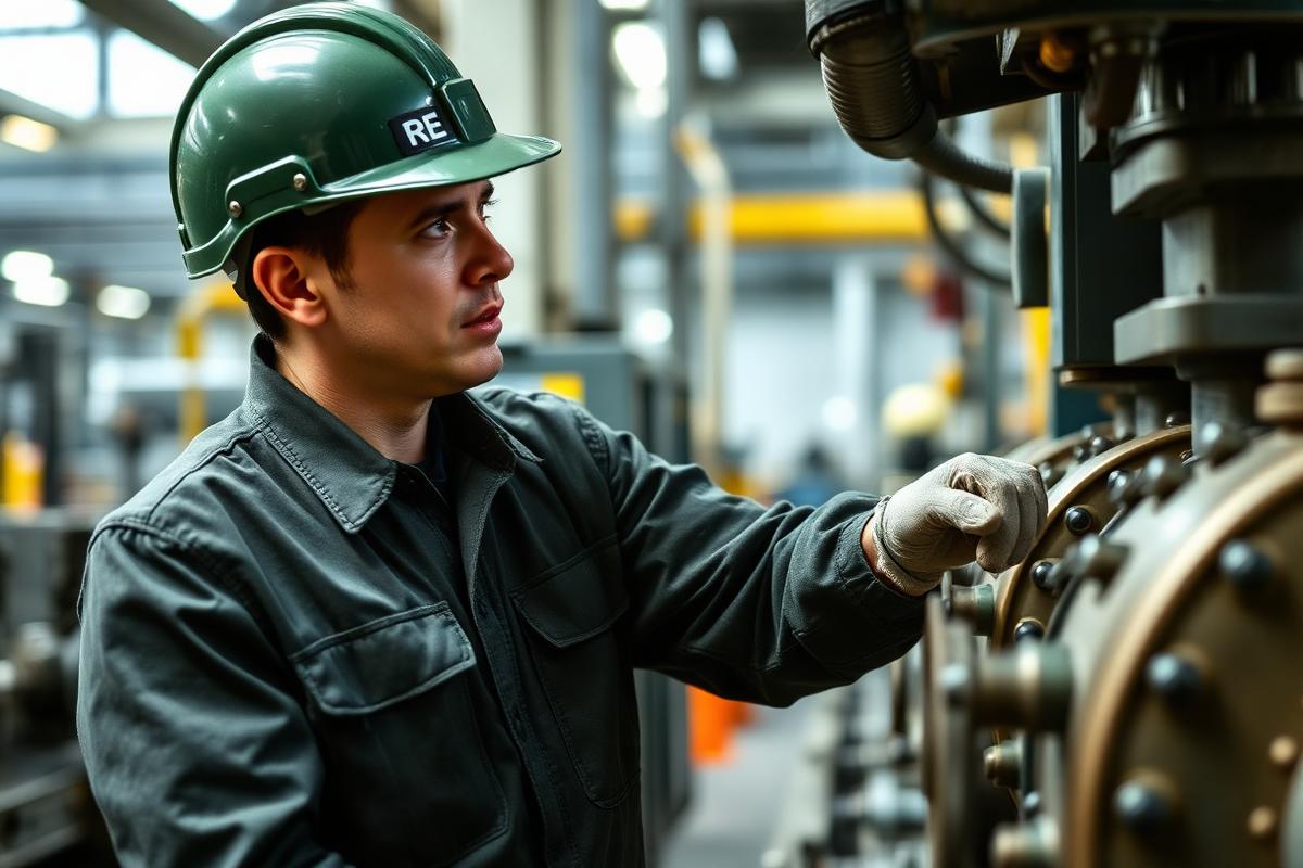Profissional da R&E Serviços atuando em manutenção industrial