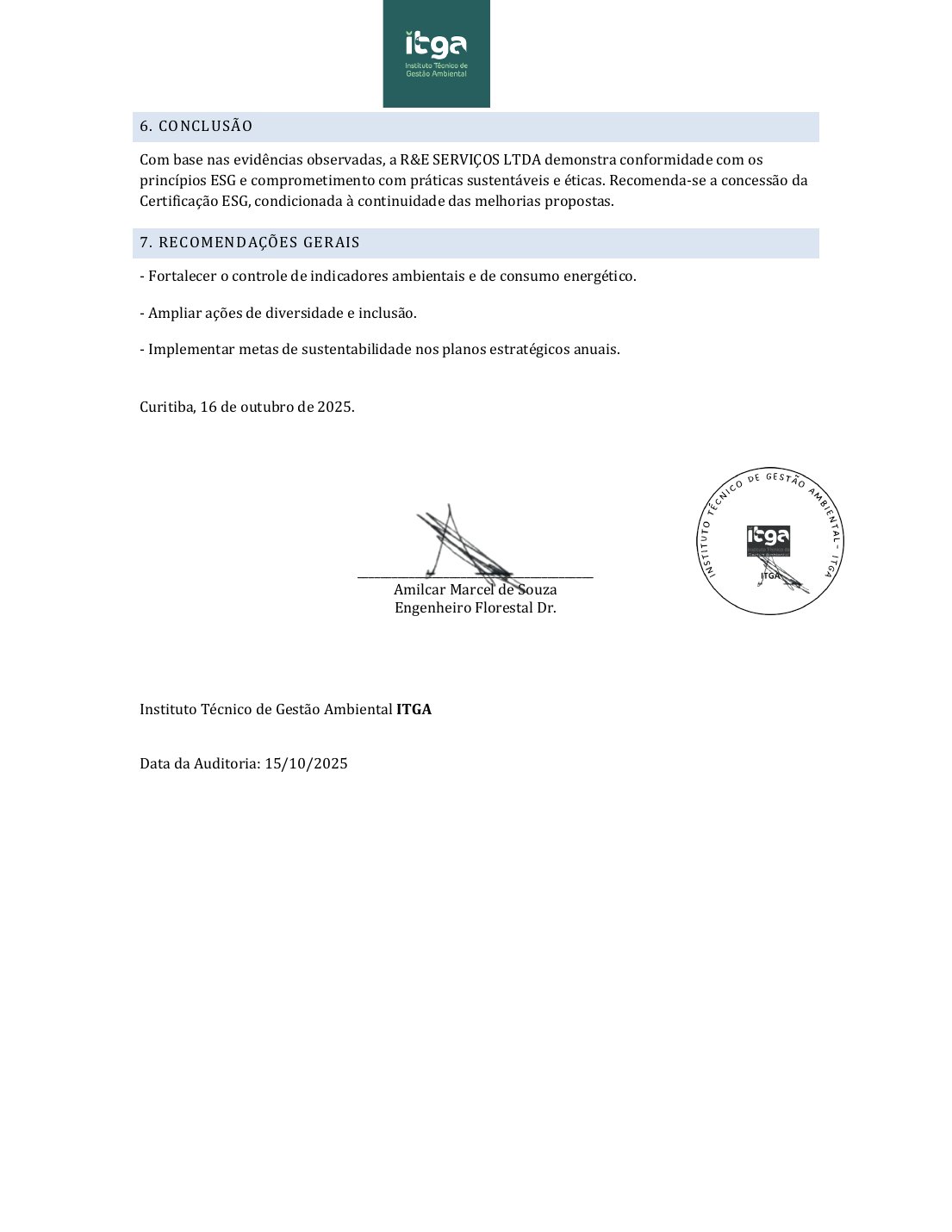 Laudo de Auditoria de Certificação ESG — página 2